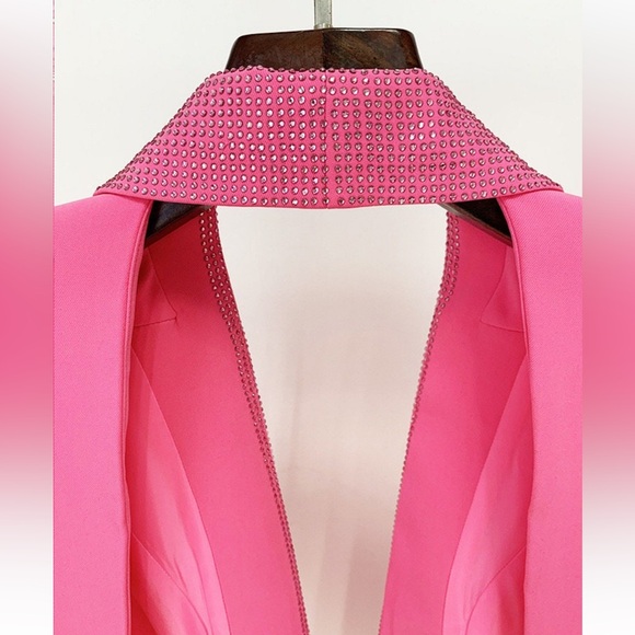 Fuchsia Backless Rhinestone Crystal Trim Blazer Dress - NWT - Picture 6 of 10
